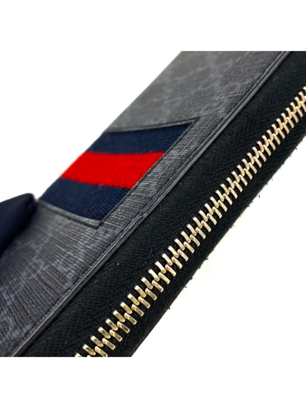 Gucci Guccissima Sherry Line Zip Around Leather Black Multicolor Wallet Silver - Picture 13 of 15